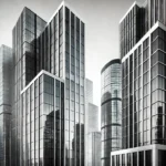 Modern commercial real estate buildings representing trends in 2025 with sleek architectural designs and clean lines.