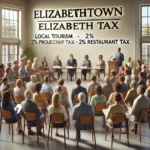 Residents of Elizabethtown participate in a community forum discussing local tourism projects and the impacts of the 2% restaurant tax, shaping future policies.