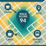 Walkability score map showing high-foot-traffic CRE site