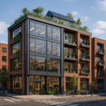 Renovated commercial building with modern amenities and sustainable design.