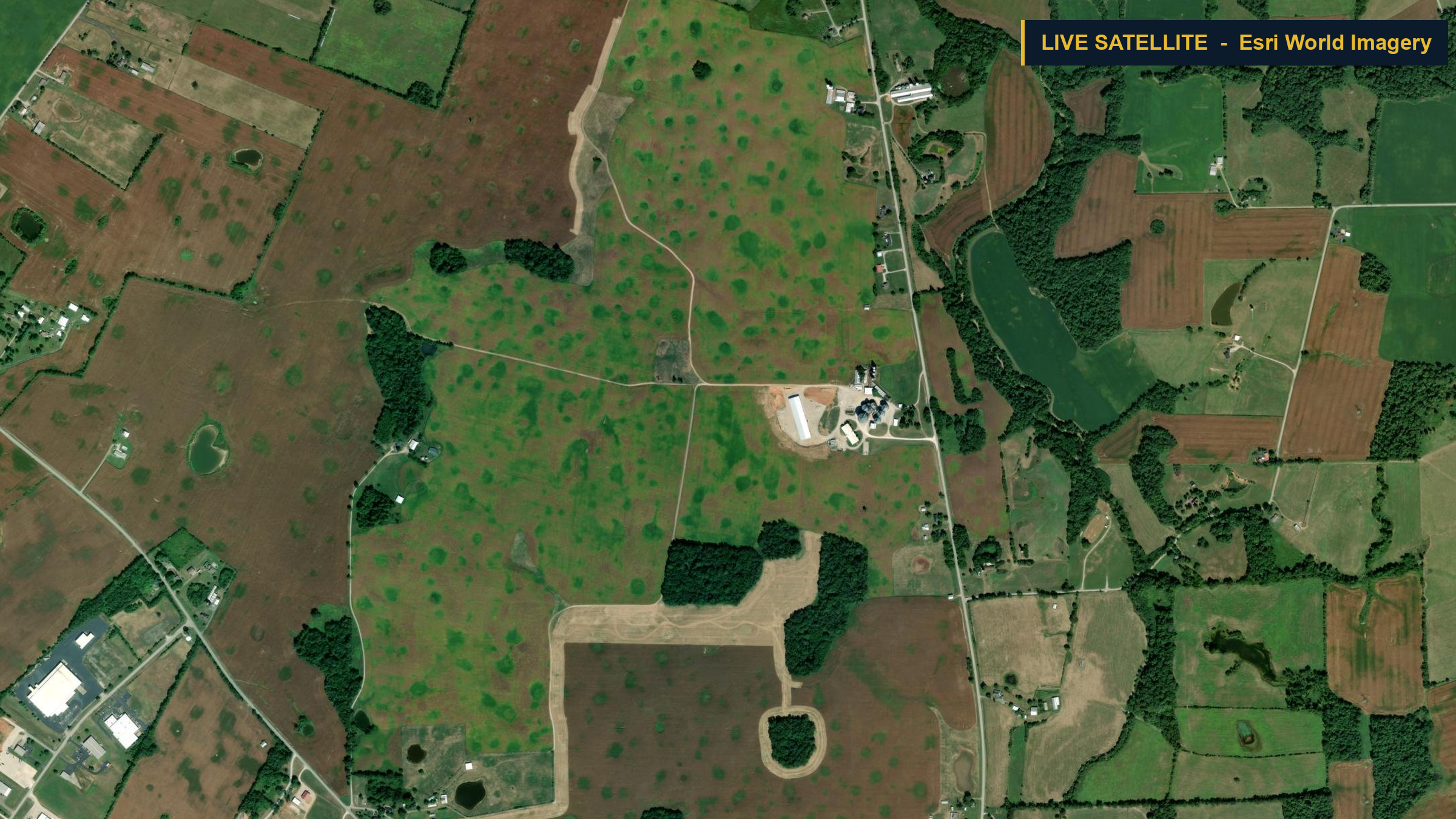 Satellite view of the Glendale megasite and Interstate 65 exit in Hardin County, Kentucky