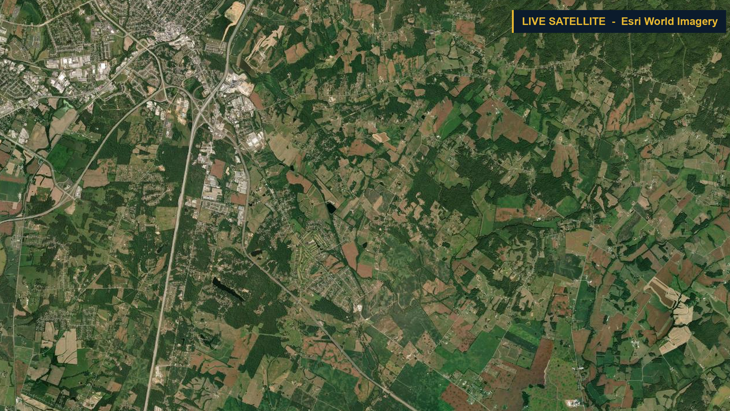 Satellite view of the I-65 industrial corridor from Elizabethtown through Glendale to Sonora, Kentucky