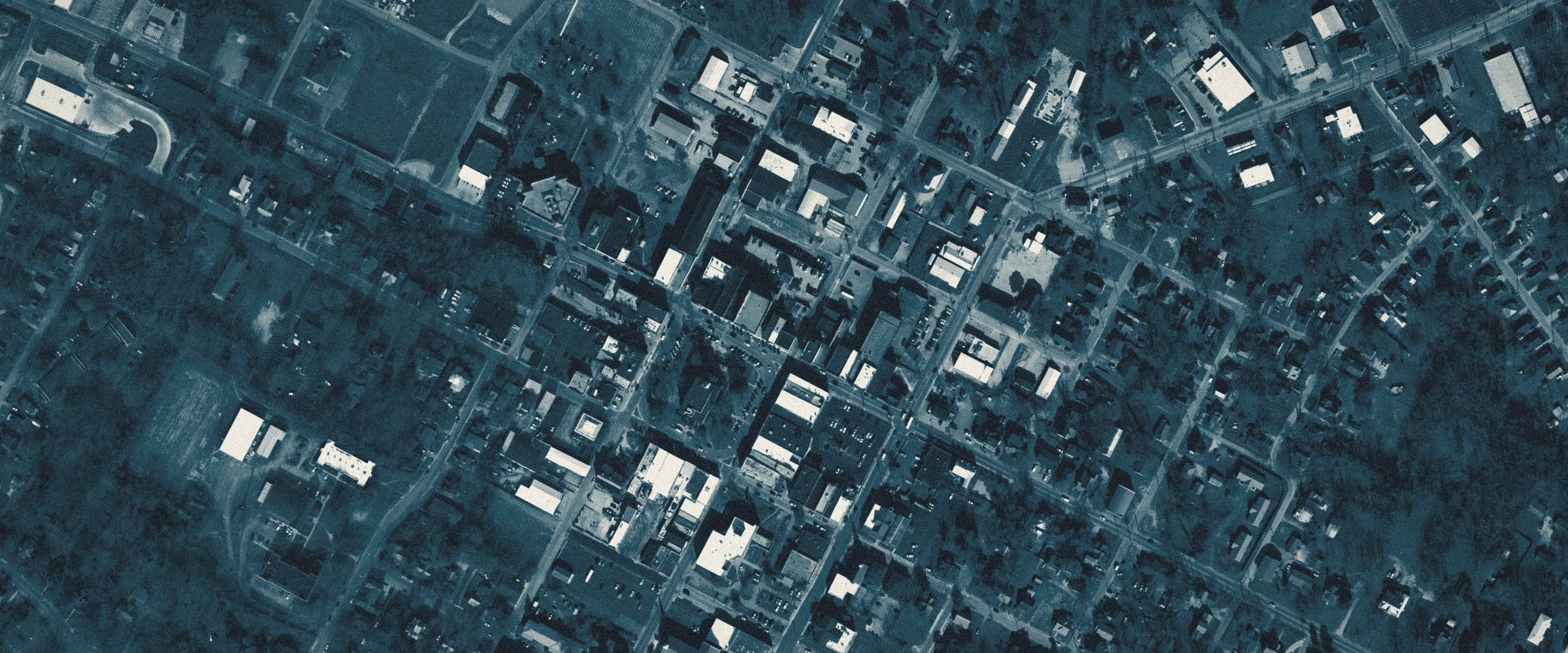Aerial of downtown Glasgow and the courthouse square in Barren County, Kentucky